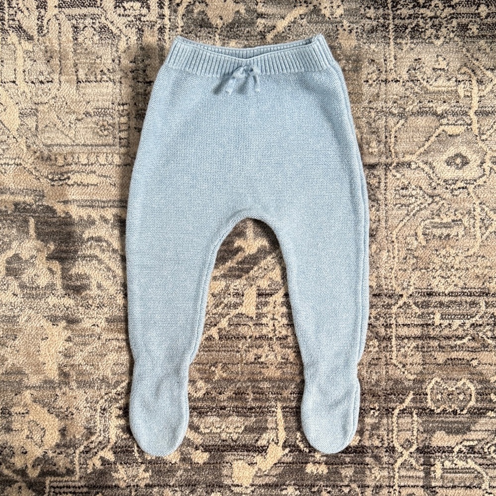 Zara Baby Cozy Blue Knit Footed Pants